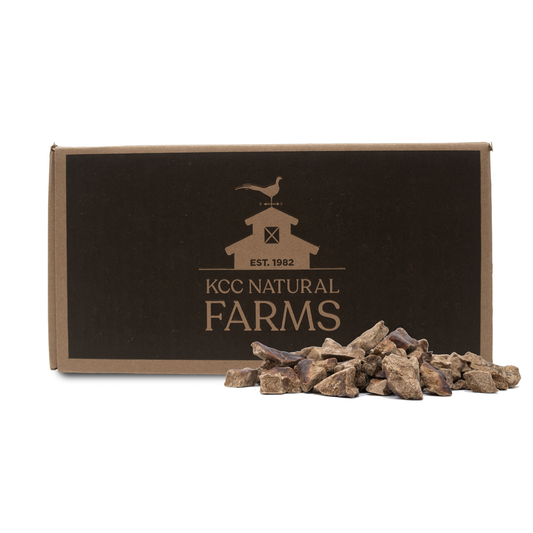 bison liver product pile in front of bulk box