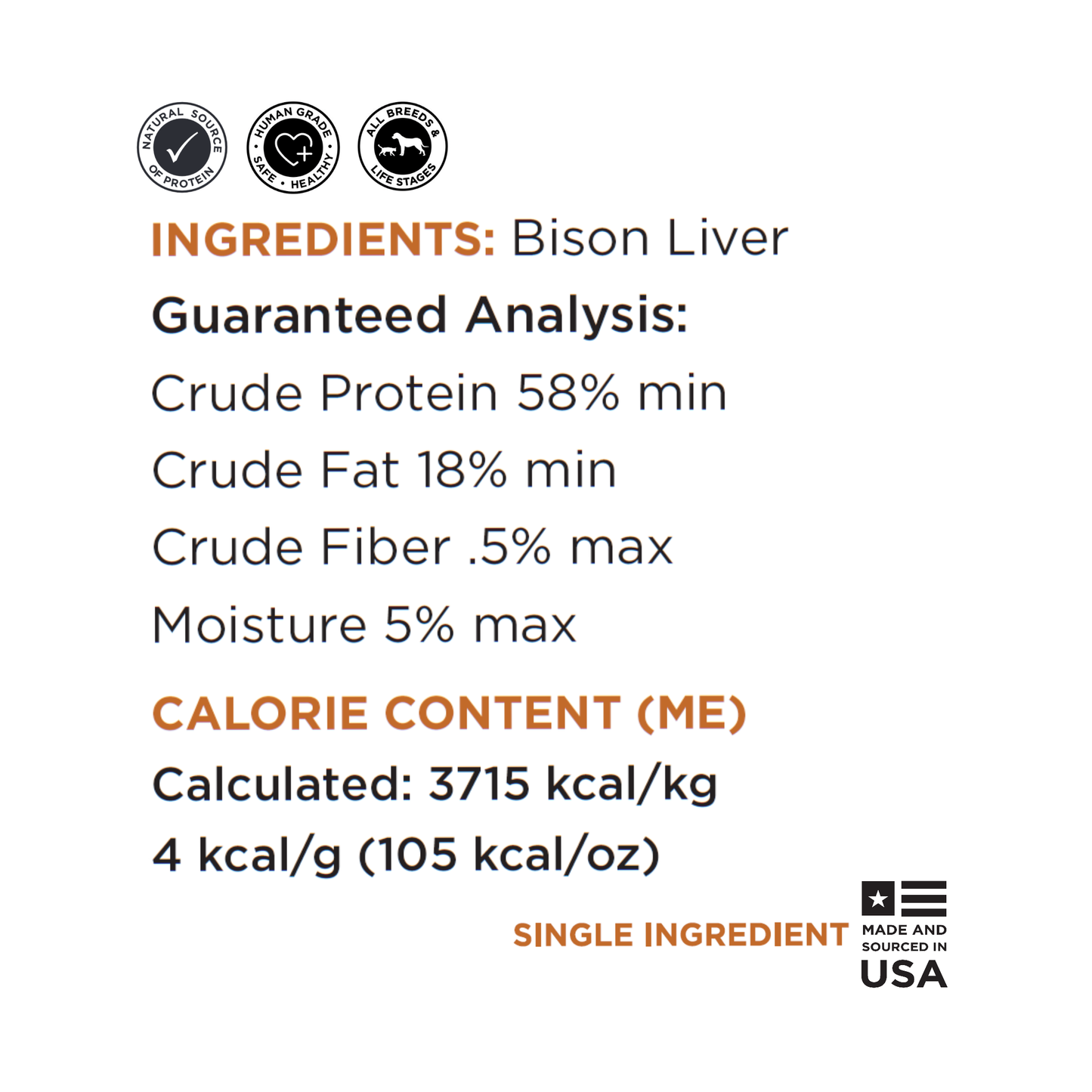 Guaranteed Analysis ingredient bison liver