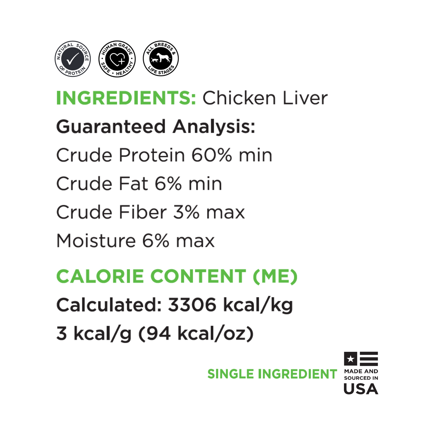 Guaranteed Analysis ingredient chicken liver