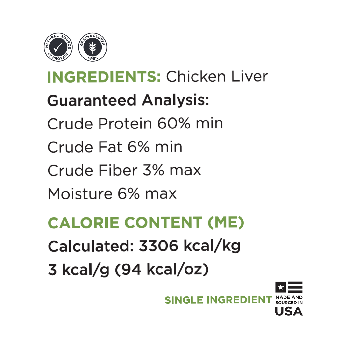 Guaranteed Analysis pure chicken liver