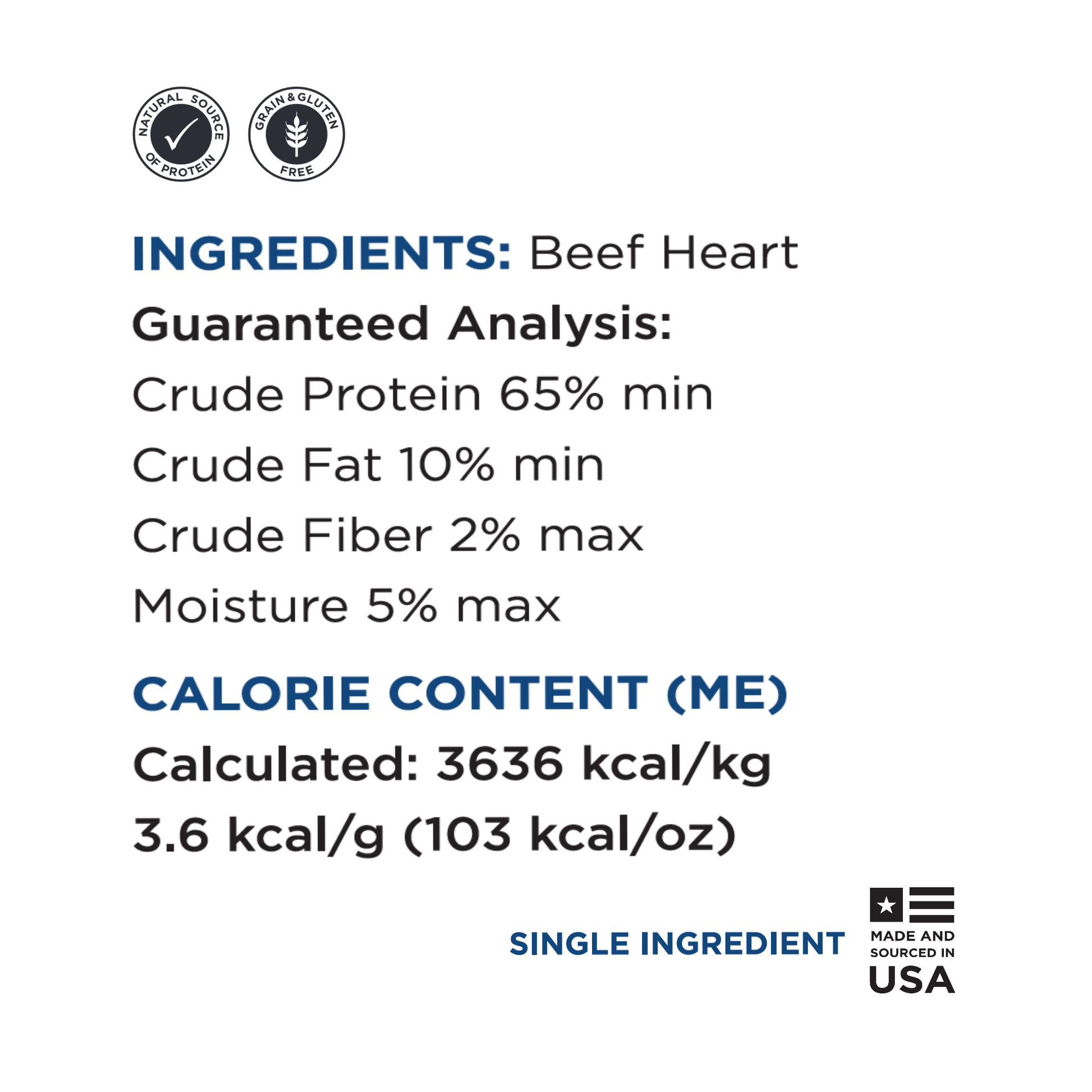 Guaranteed Analysis pure beef heart bulk