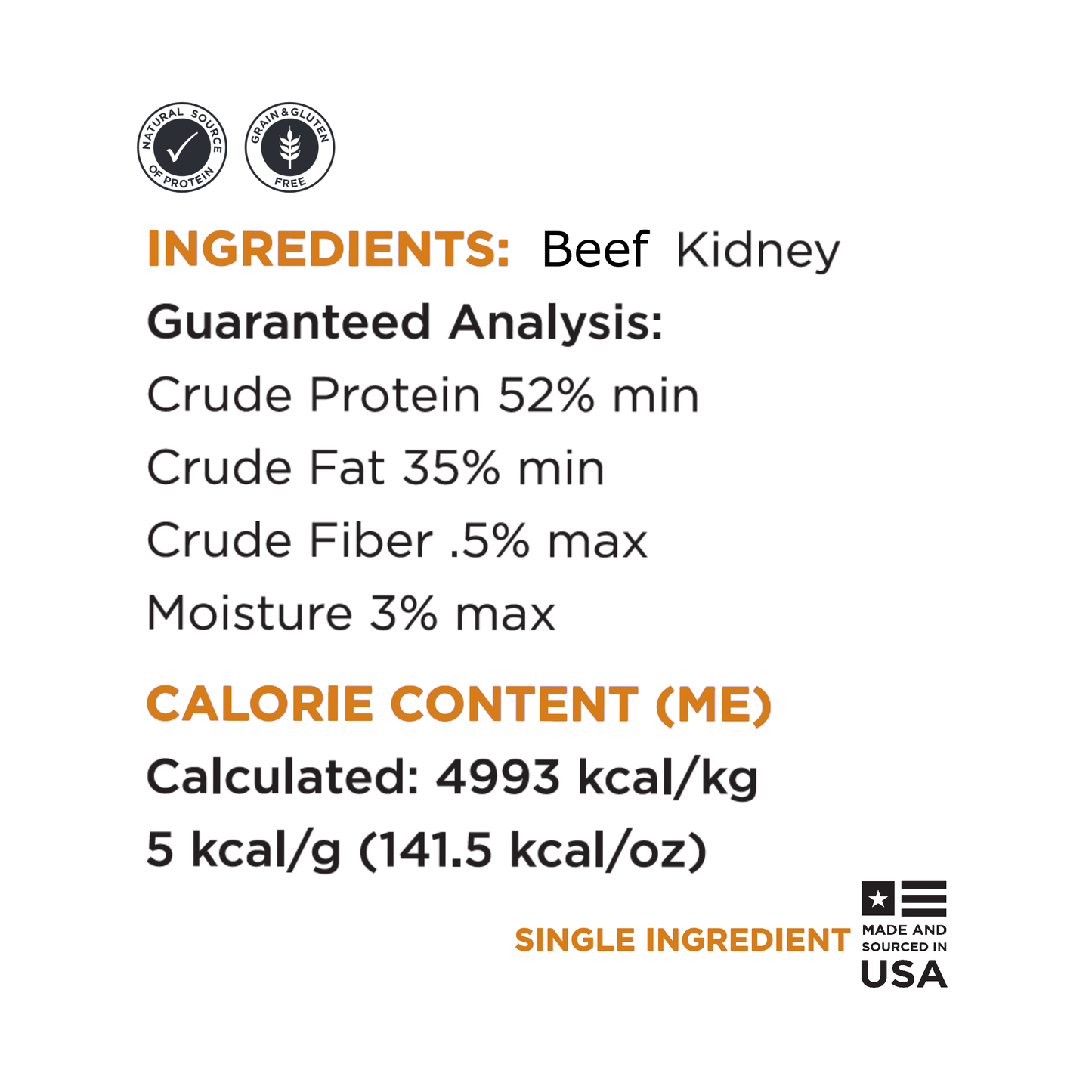 Guaranteed Analysis pure beef kidney bulk