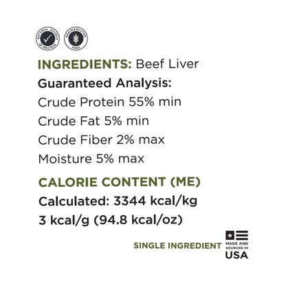 Guaranteed Analysis pure beef liver