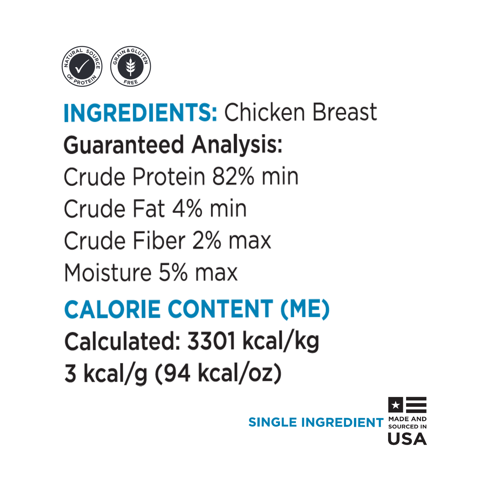 Guaranteed Analysis pure chicken breast 