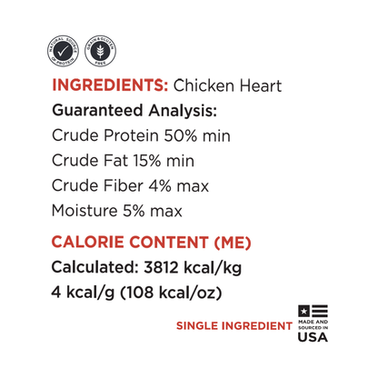 Guaranteed Analysis pure chicken heart bulk