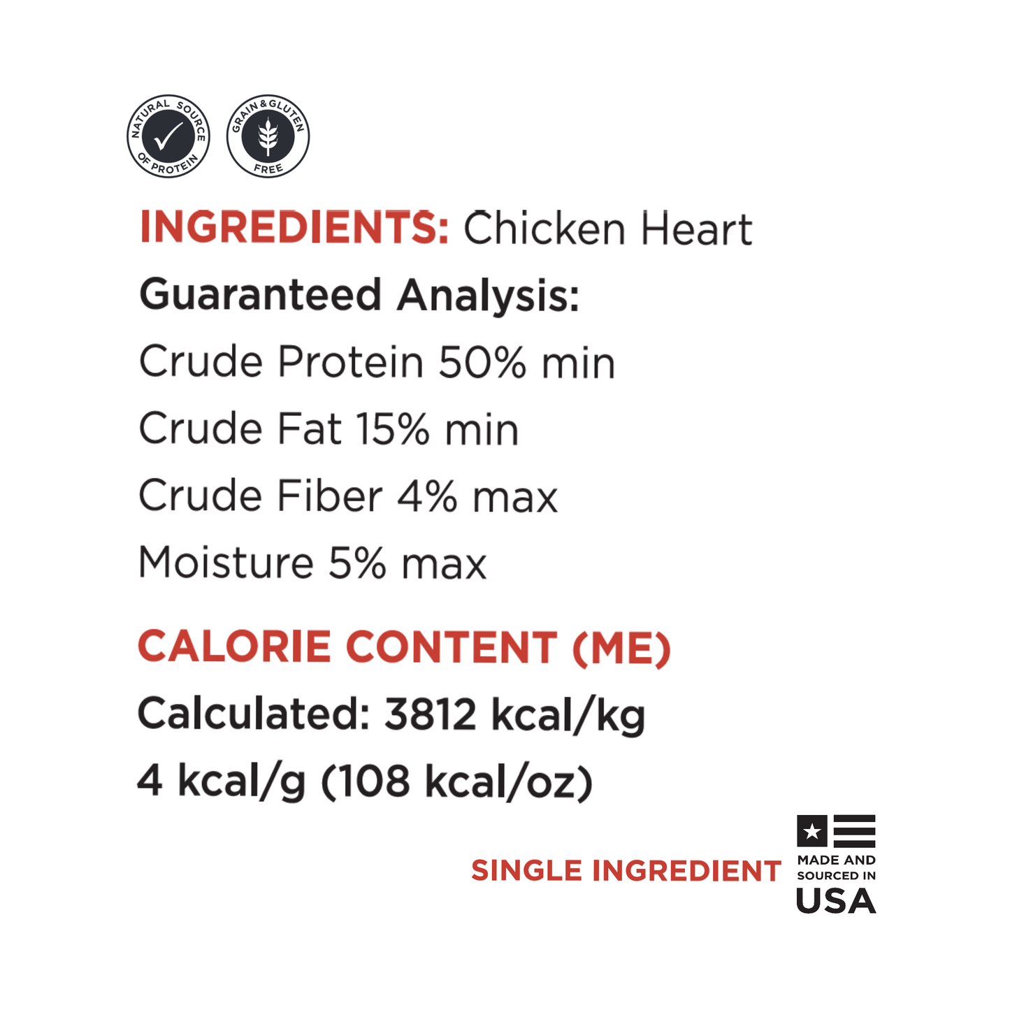 Guaranteed Analysis pure chicken heart