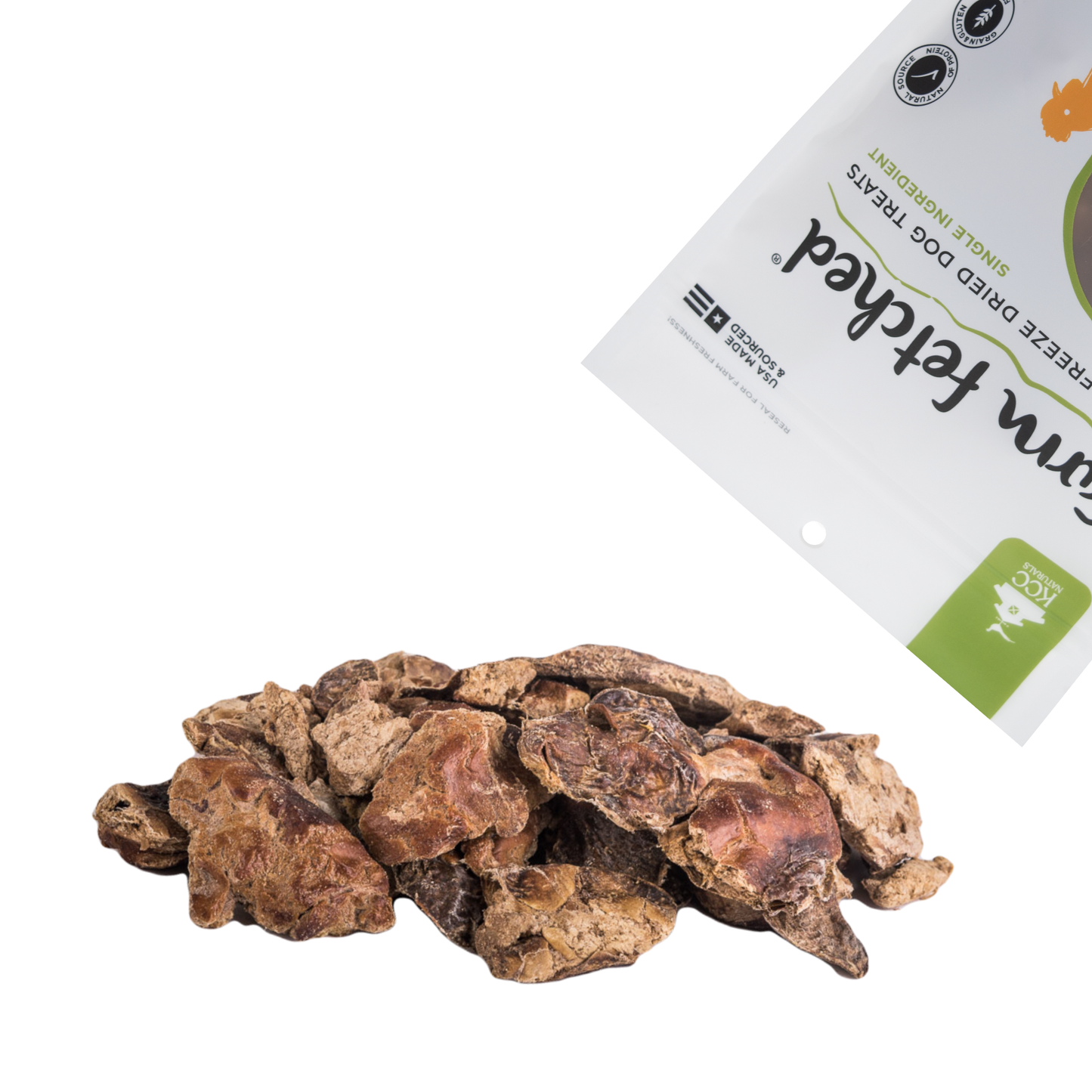 Chicken Liver dog product pouring out of package